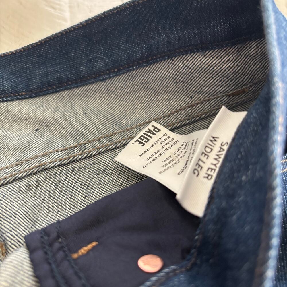 NWT PAIGE Sawyer Wide Leg Jeans in Dark Madella Wash Size 31 Vintage Collection - Picture 6 of 8